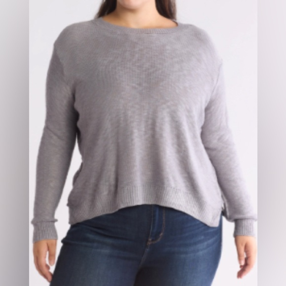 NWT [Vince Camuto] Drop Shoulder Long Sleeve Sweater in Carbon Womens Plus Sz 2x - Picture 2 of 6